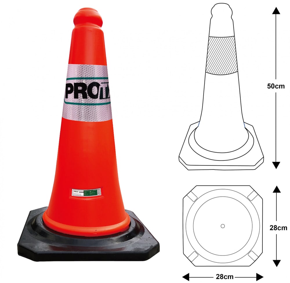 PRO-TX กรวยจราจร PVC รุ่น DTRC814 สีส้ม ขนาด 50 ซม.