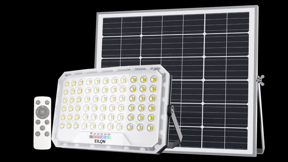 EILON โคมฟลัดไลท์โซล่าเซลส์ MOON KNIGHT รุ่นTP-S-FL-200DL +รีโมท Monocrystalline silicon 200W แสงเดย์ไลท์