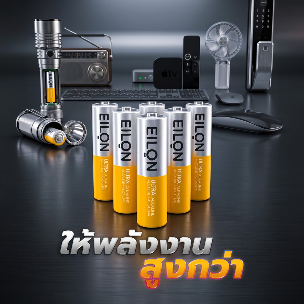 EILON ถ่านอัลคาไลน์ AAA 1300mAh รุ่นTP-AAA-4P (แพ็ค 4 ก้อน)