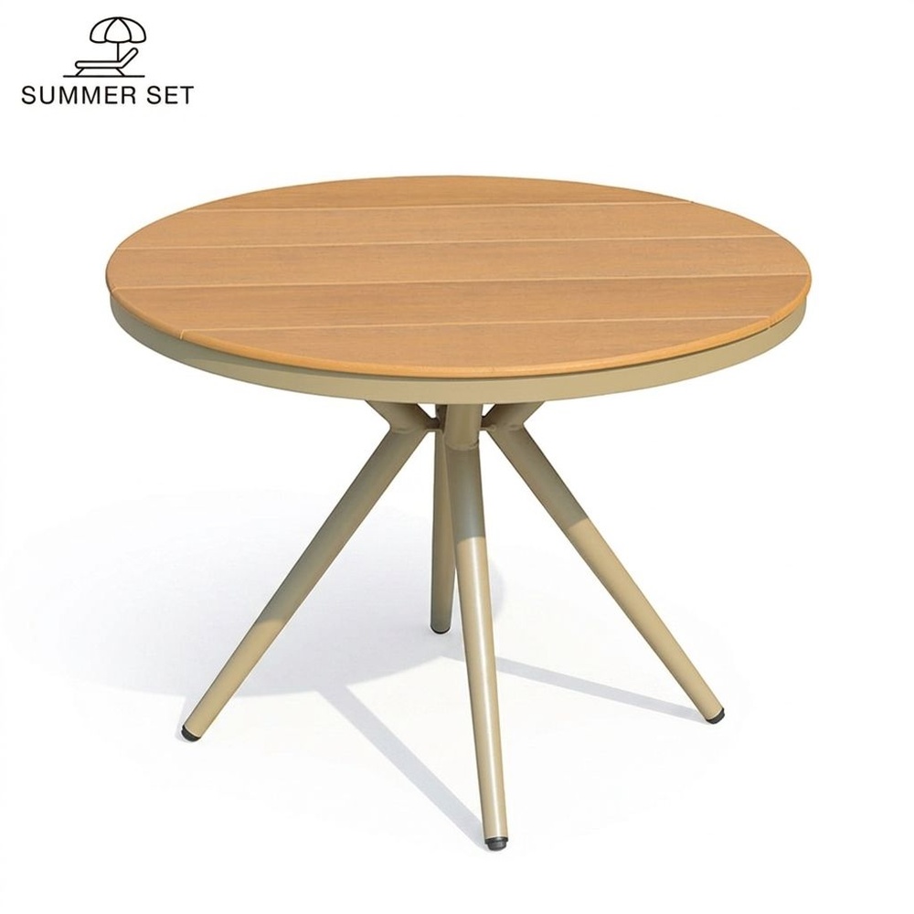 SUMMER SET โต๊ะสนามทรงกลมอลูมิเนียม รุ่น MILAN-O ขนาด 100x100x75 ซม. สีไม้โอ๊ค