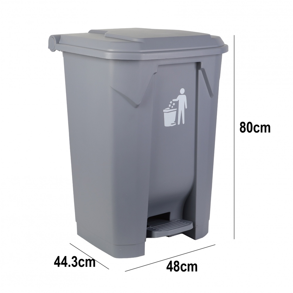 KLEANZY ถังขยะเหยียบเหลี่ยม 100L ขนาด 48x44.3x80cmรุ่น TG58626 สีเทา