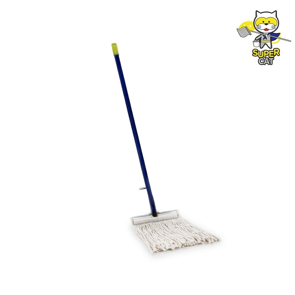 SUPERCAT ม็อบหนีบหัวเหล็ก ขนาด 10 นิ้ว 300 กรัม ด้ามหุ้ม PVC สีขาว-น้ำเงิน