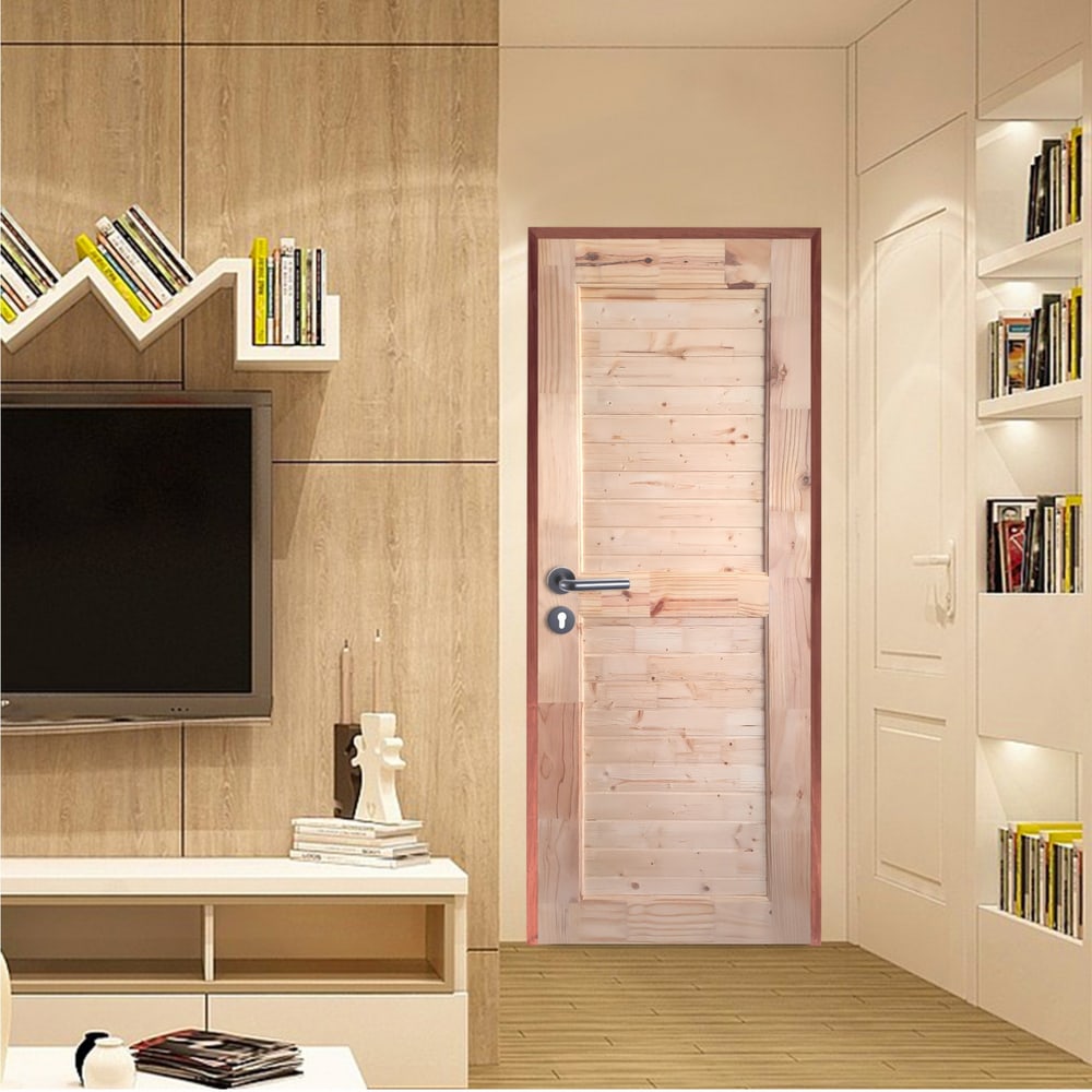 WINDOORS ประตูไม้สนNz ลวดลาย EXPO-79 ขนาด 80x200 ซม.