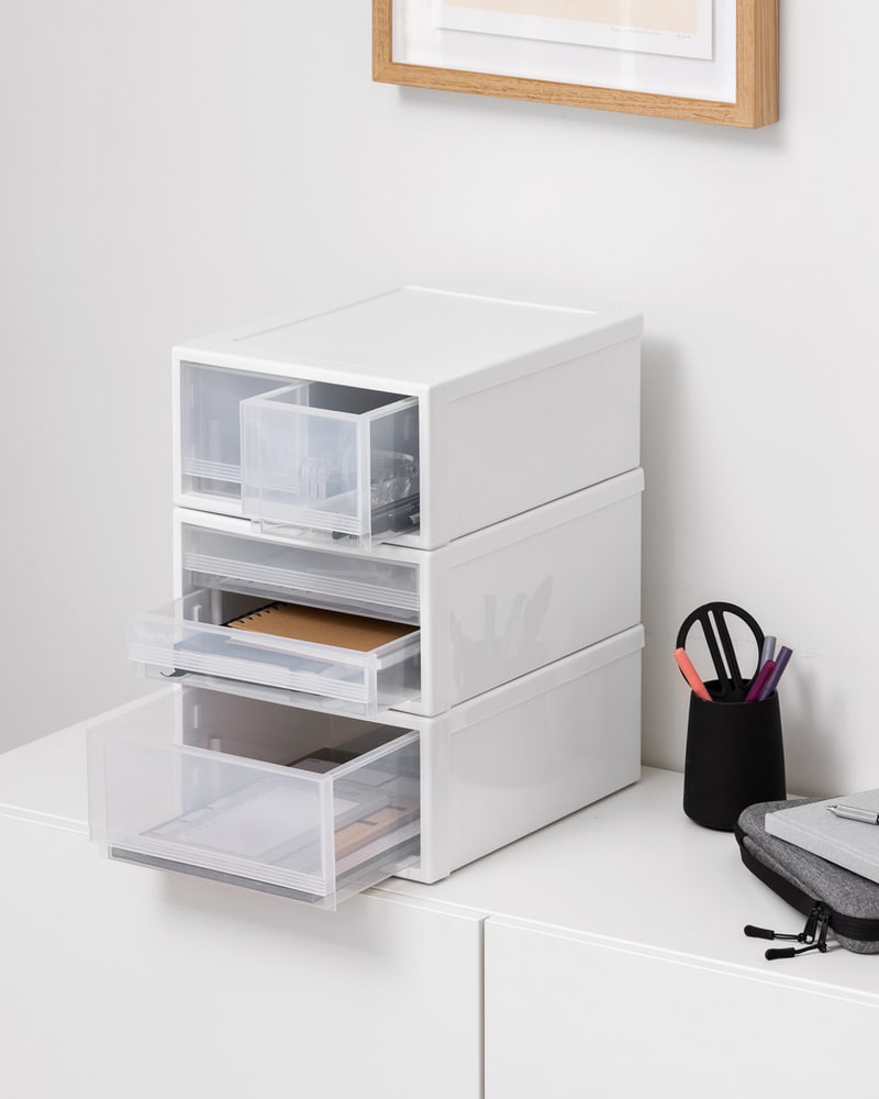 INABOX ลิ้นชักโมดูลาร์ รุ่น Vertical ขนาด 27x34x14 CM สีขาว