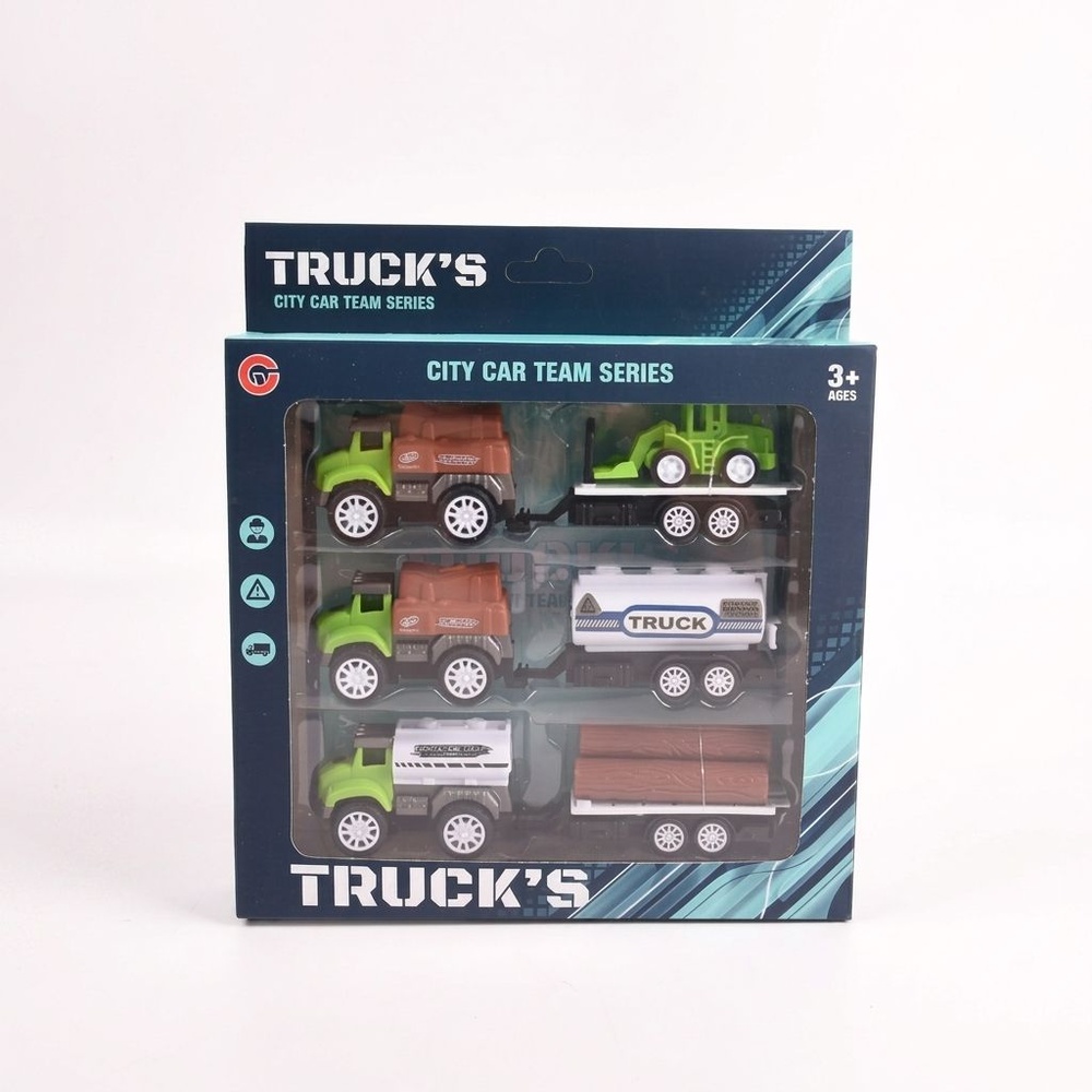 TOYS ของเล่นชุดรถพ่วงการเกษตร บรรจุ3คัน สีเขียว#99845-60(22x4.5x20.5ซม.)