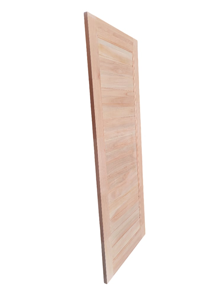 GREATWOOD ประตูไม้มะฮอกกานี บานทึบเซาะร่อง รุ่น FJ 80*200 ซม. สีไม้ธรรมชาติ