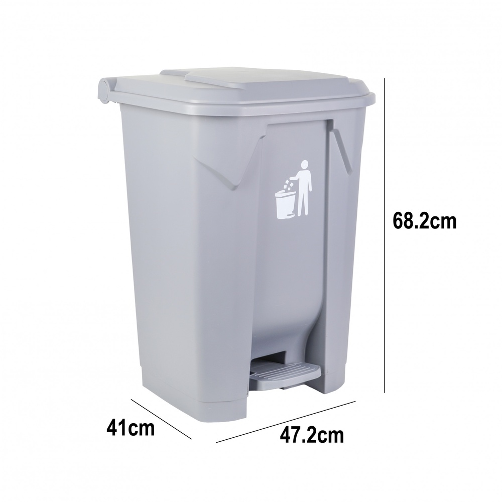 KLEANZY ถังขยะเหยียบเหลี่ยม 80L ขนาด 47.2x41x68.2cm รุ่น TG58625 สีเทา