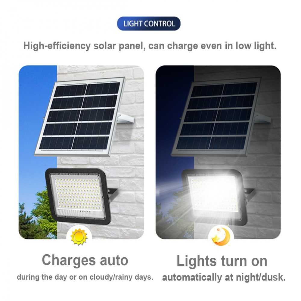 EILON โคมฟลัดไลท์โซล่าเซลล์ 200W Daylight รุ่น ZQ-YX-200W IP65 แสงขาวธรรมชาติ สีดำ