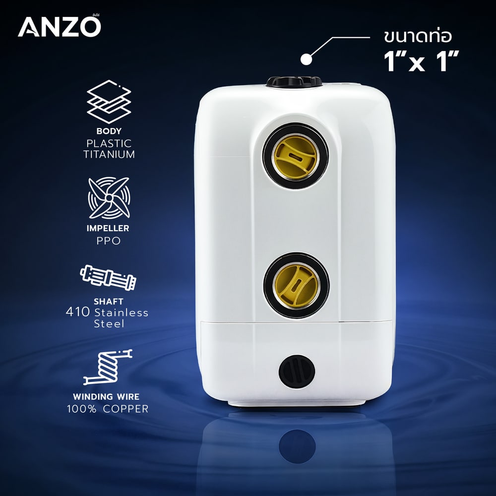 ANZO ปั้มน้ำอัตโนมัติอินเวอร์เตอร์ 500W รุ่น ZBP2-3 สีขาว