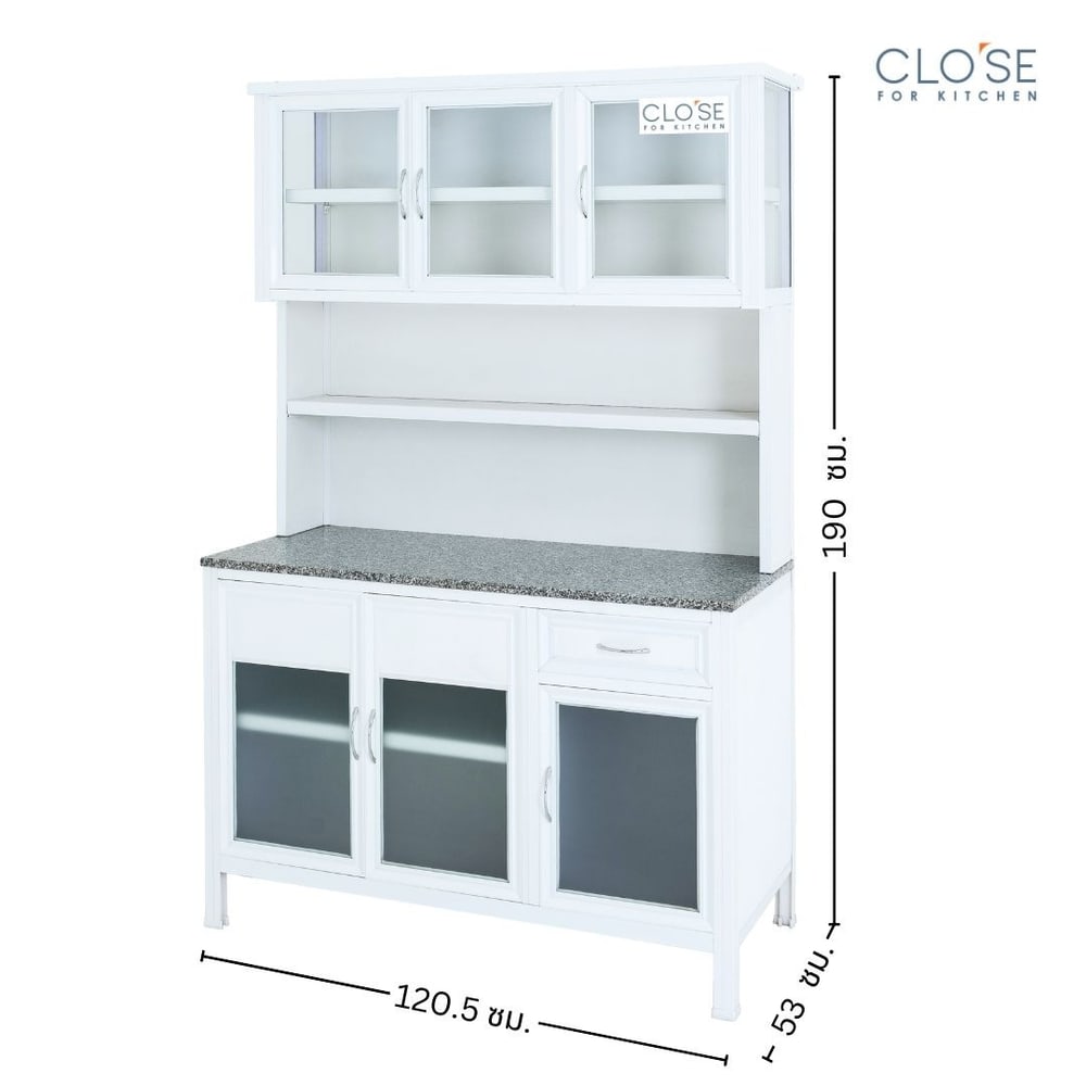 CLOSE ชุดครัวสำเร็จรูป ท๊อปหินแกรนิต รุ่น Glory-NT127 ขนาด 120.5 x 53 x 190 ซม. สีขาว