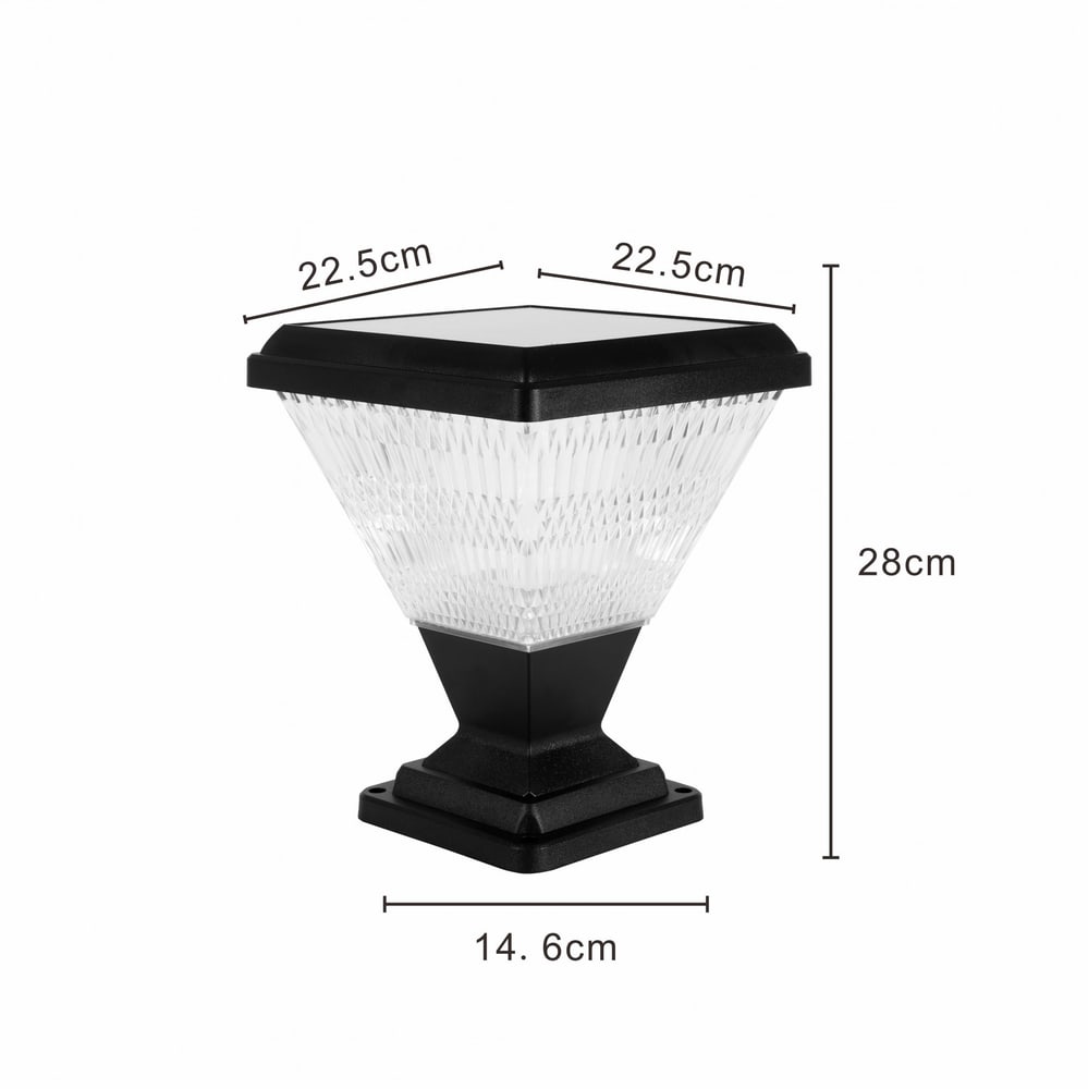 EILON โคมไฟหัวเสาโซลาร์เซลล์ Nova_S 20W ปรับไฟได้ 3 สี พร้อมรีโมทคอลโทรล รุ่น ETZT-DF225-BLW สีดำ