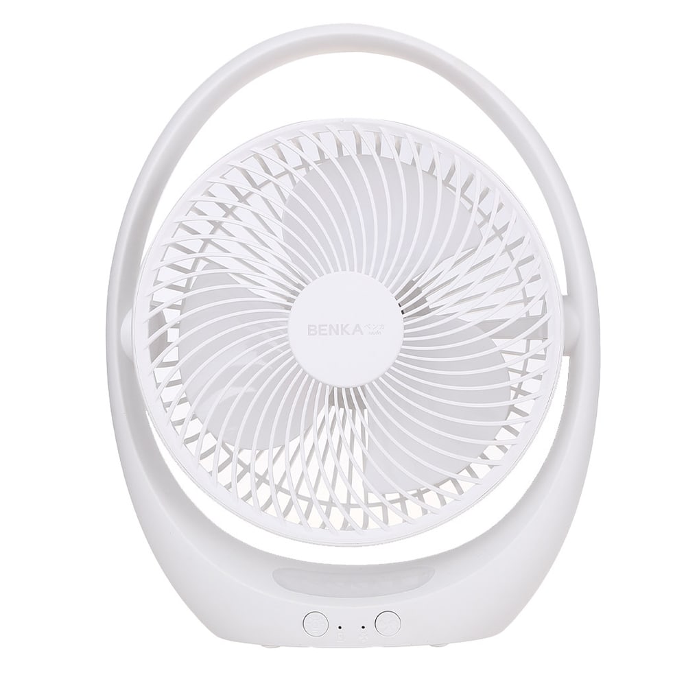 BENKA พัดลมตั้งโต๊ะชาร์จไฟแบบพกพา ขนาด 7 นิ้ว รุ่น KN-L2857 สีขาว