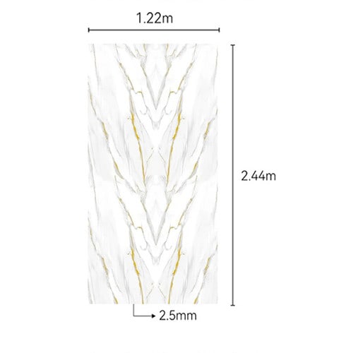 GREAT WOOD บอร์ด SPC ลายหินอ่อนเคลือบ UV รุ่นJF122025-UV-LJ80005T Size122x244x0.25cm. ลายริ้วทองหินอ่อน