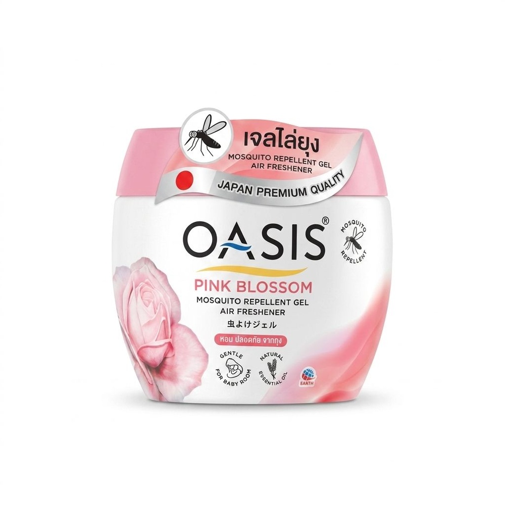 OASIS โอเอซิส เจลไล่ยุง กลิ่นพิ้งค์บลอสซั่ม ขนาด 180 กรัม สีชมพู