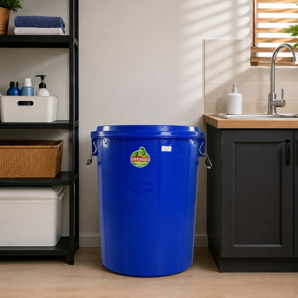 BIGONE ถังน้ำพร้อมฝามาตรฐาน 100 ลิตร ขนาด 55x55x72 ซม. สีน้ำเงิน