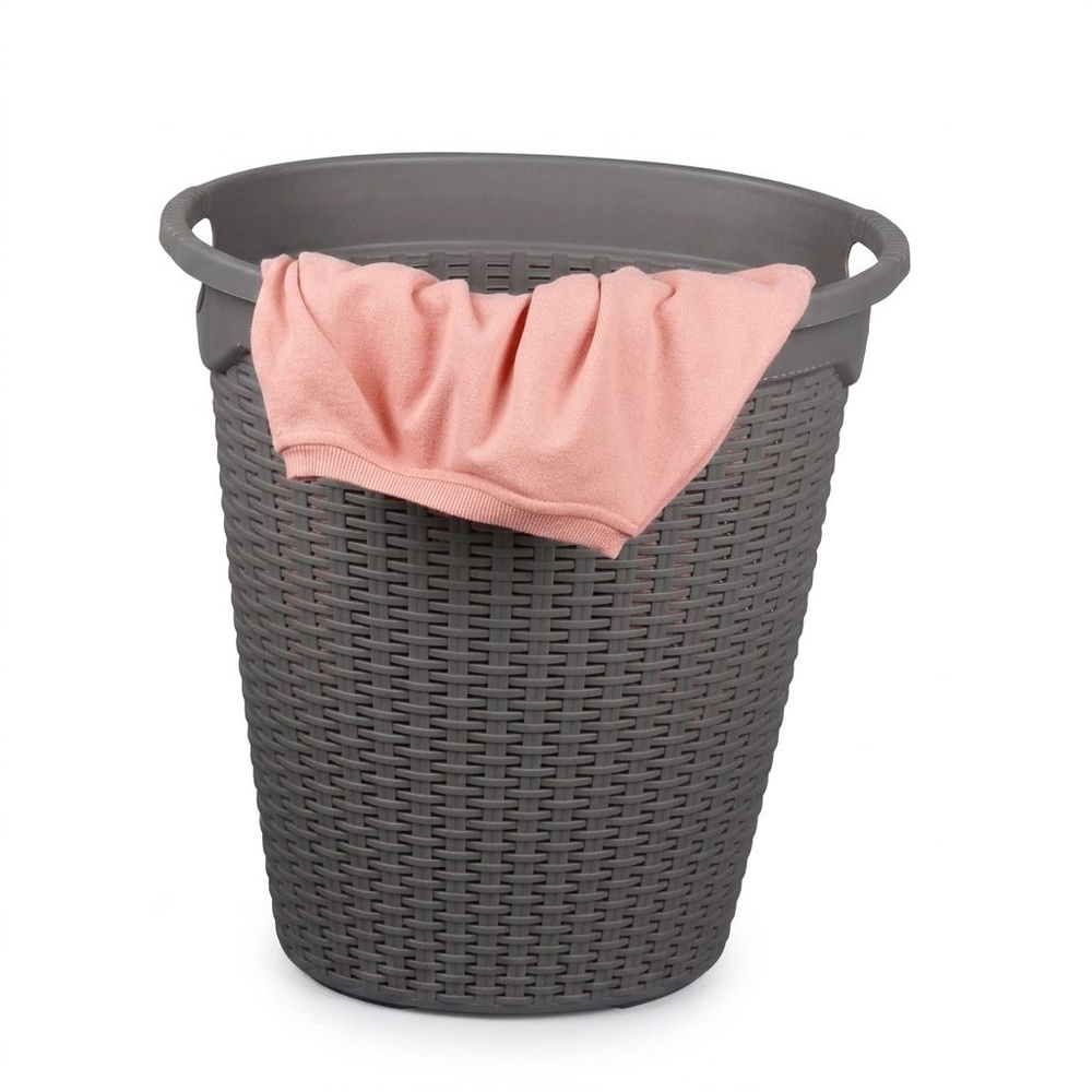 SAKU ตะกร้าผ้าพลาสติกมีหู 50ลิตร ขนาด 51.5x36x57ซม. รุ่น TG51917 สีเทา