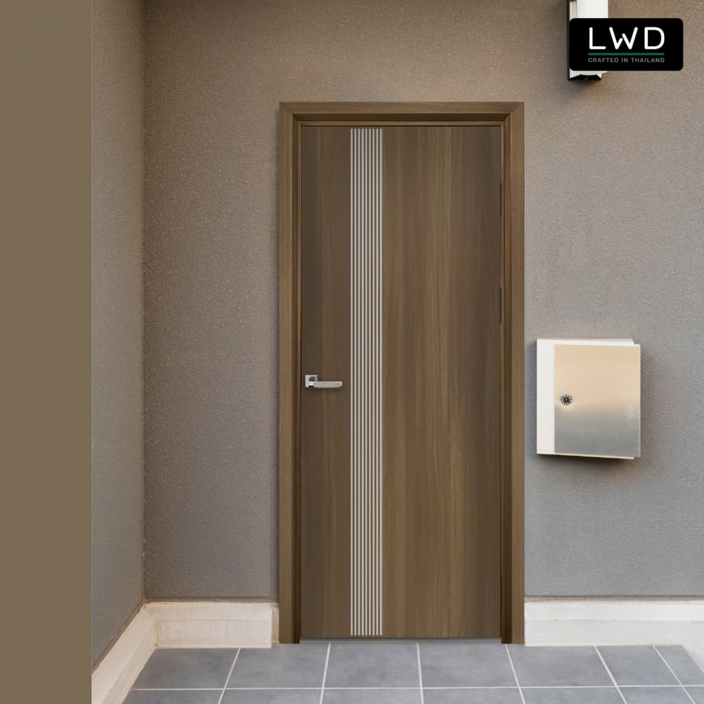 LWD ประตู UPVC ภายนอก EveryDoor รุ่น Pro สี Brownie Oak ลาย 1 ขนาด 80x200 ซม.
