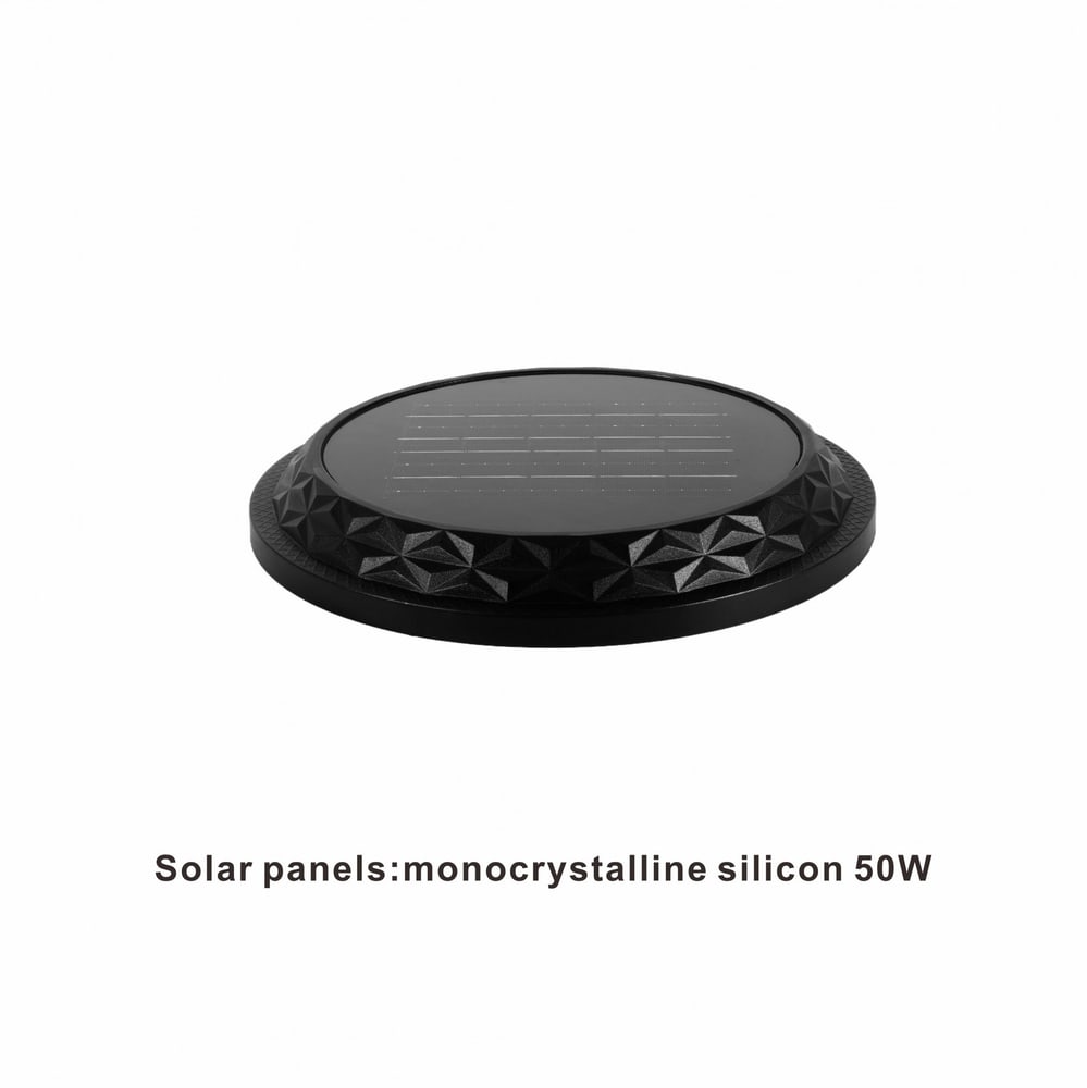 EILON โคมไฟหัวเสาโซลาร์เซลล์ Glow 50W ปรับไฟได้ 3 สี พร้อมรีโมทคอลโทรล รุ่น ETZT-SDY-YX สีดำ