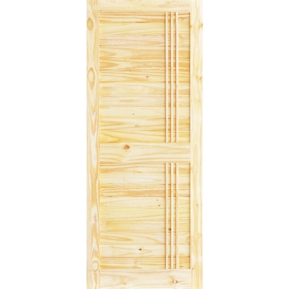 D2D ประตูไม้สนนิวซีแลนด์ บานทึบเซาะร่อง Eco Pine-Ezero 27 80x200ซม.