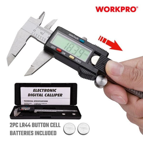 WORKPRO เวอร์เนียร์ดิจิทัลด้ามพลาสติก(150MM/6) ขนาด 6 นิ้ว รุ่น WP266004