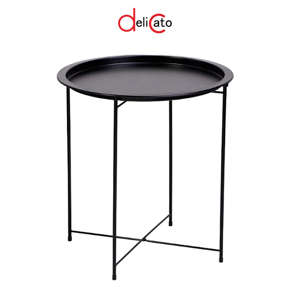 DELICATO โต๊ะวางถาด รุ่น LUNA-BLACK ขนาด 47x47x50 ซม. สีดำ