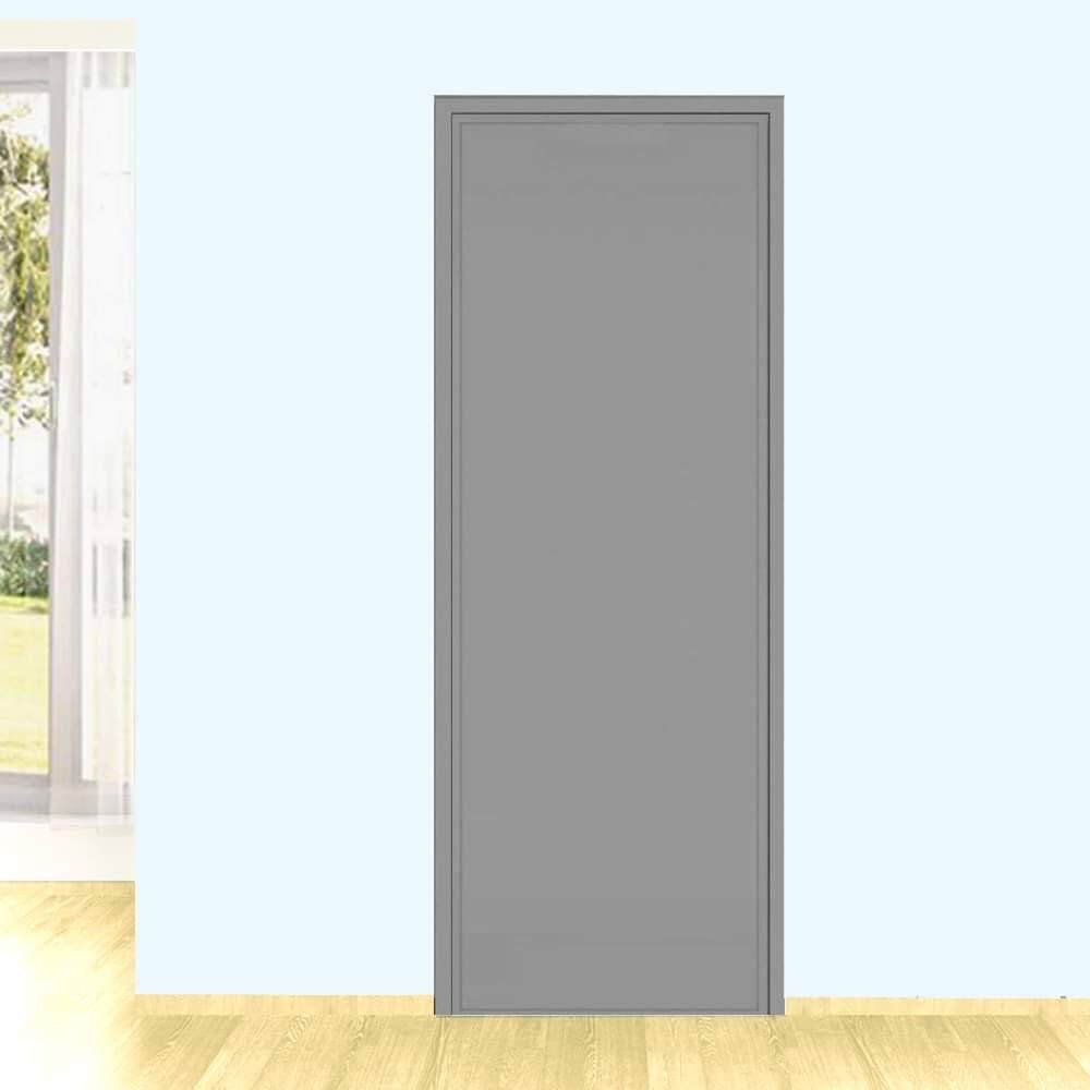 WELLINGTAN ประตูพีวีซีบานทึบพร้อมวงกบ รุ่น G1 ขนาด 70x200ซม. สีเทา (ไม่เจาะลูกบิด)