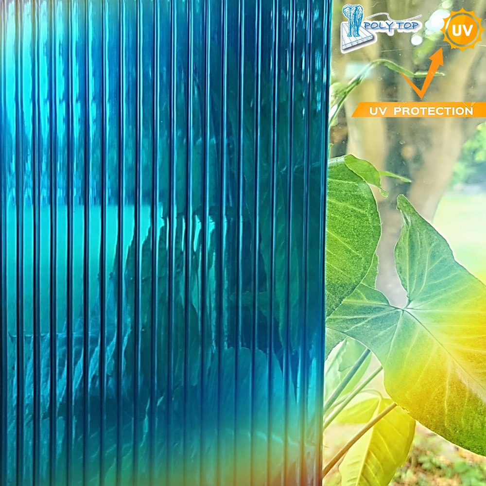 POLYTOP แผ่นโพลีคาร์บอเนต หนา 6มม. ขนาด 1.22 x 2.20 เมตร สีฟ้าน้ำทะเล