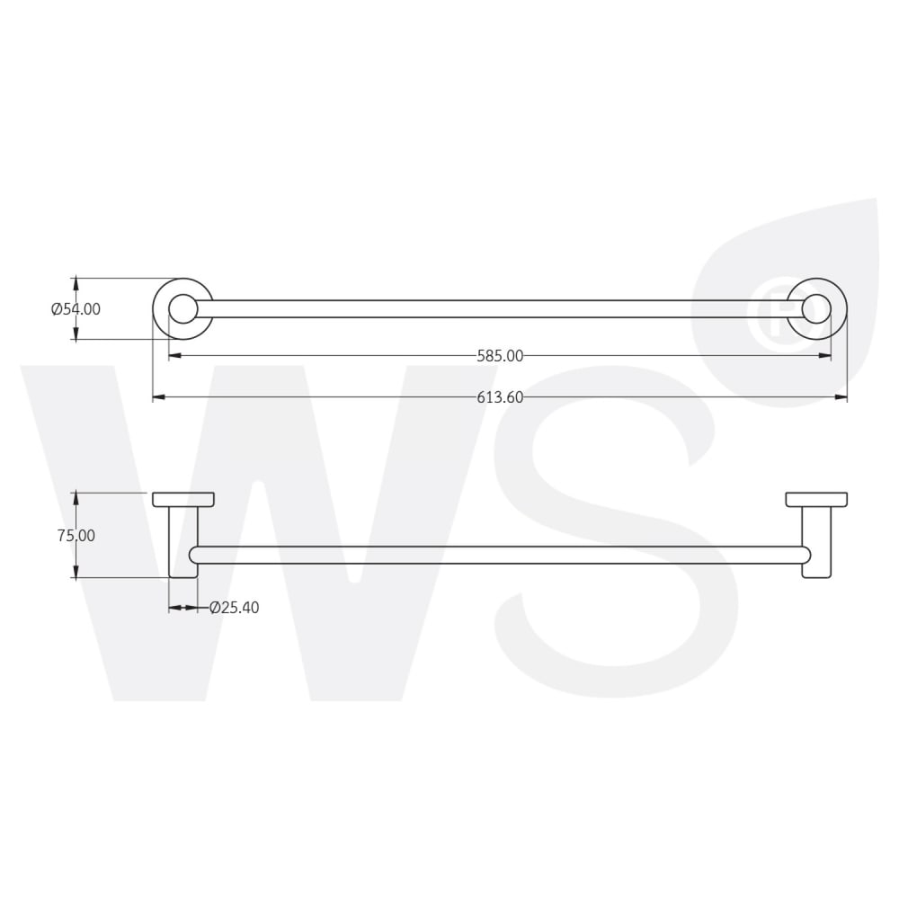 ราวแขวนผ้าสแตนเลส ขนาด 60 ซม. ผิวเงา TB-545-60