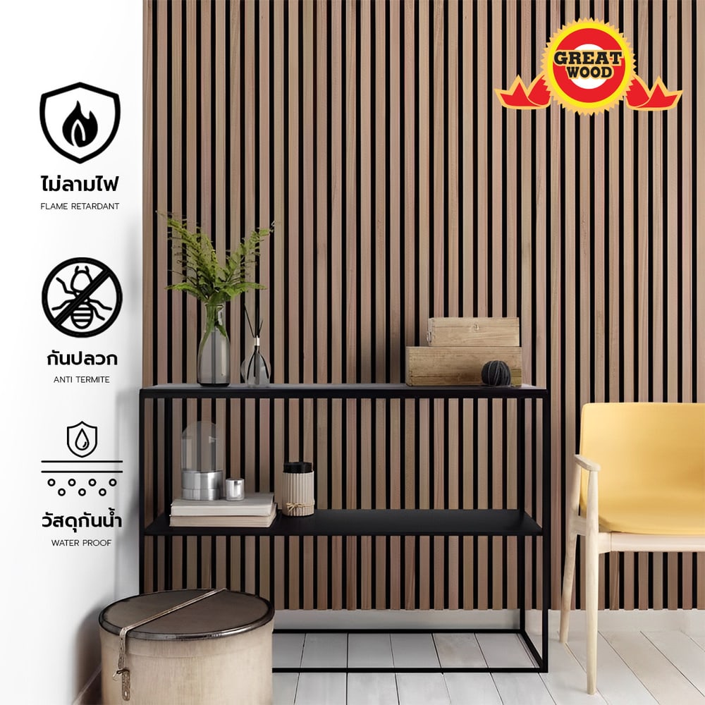 GREAT WOOD ไม้ผนัง WPCร่องเล็ก รุ่น P27-175-2 ขนาด175X27.5X3000มม. Chocolate