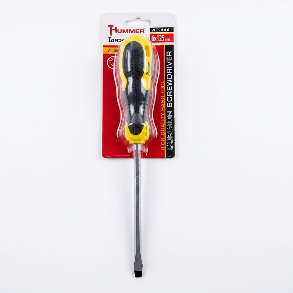 HUMMER ไขควงปากแบนหัวแม่เหล็ก รุ่น WT-846-6X125 ขนาด 6x125มม.
