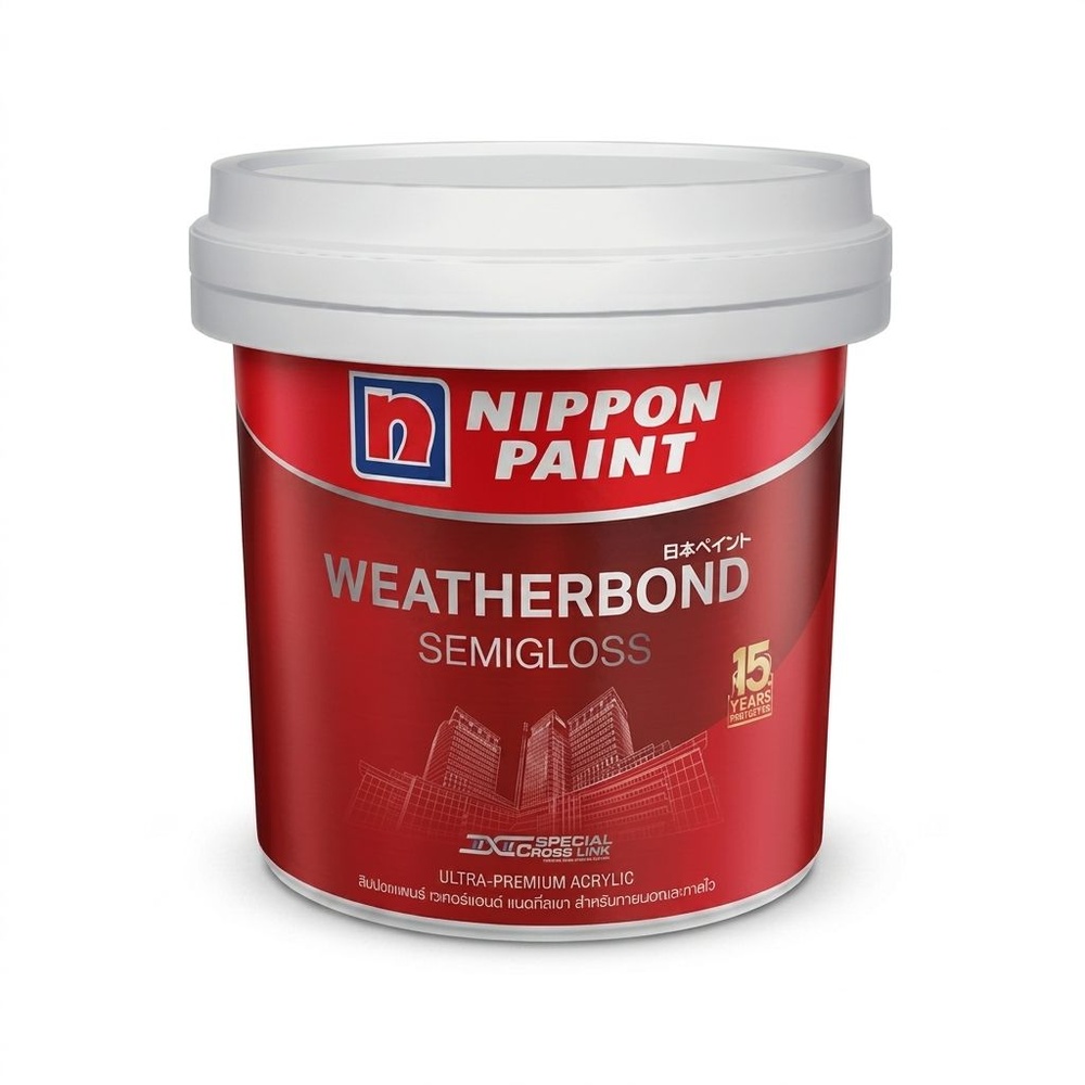 NIPPON PAINT สีน้ำภายนอก WEATHERBOND กึ่งเงา ขนาด 9 ลิตร เบส A