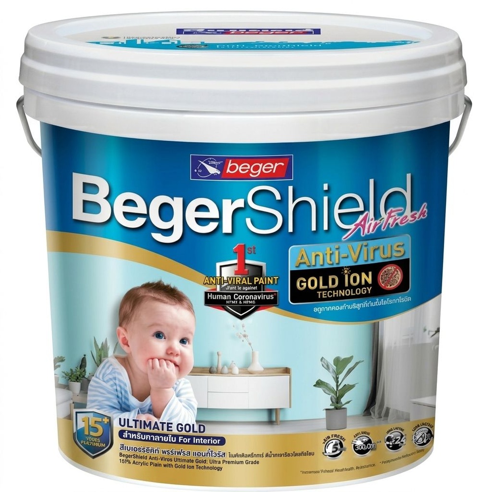 Beger สีน้ำภายในกึ่งเงา แอร์เฟรซ แอนตี้ไวรัส โกลด์ไอออน 15 9ลิตร เบส C