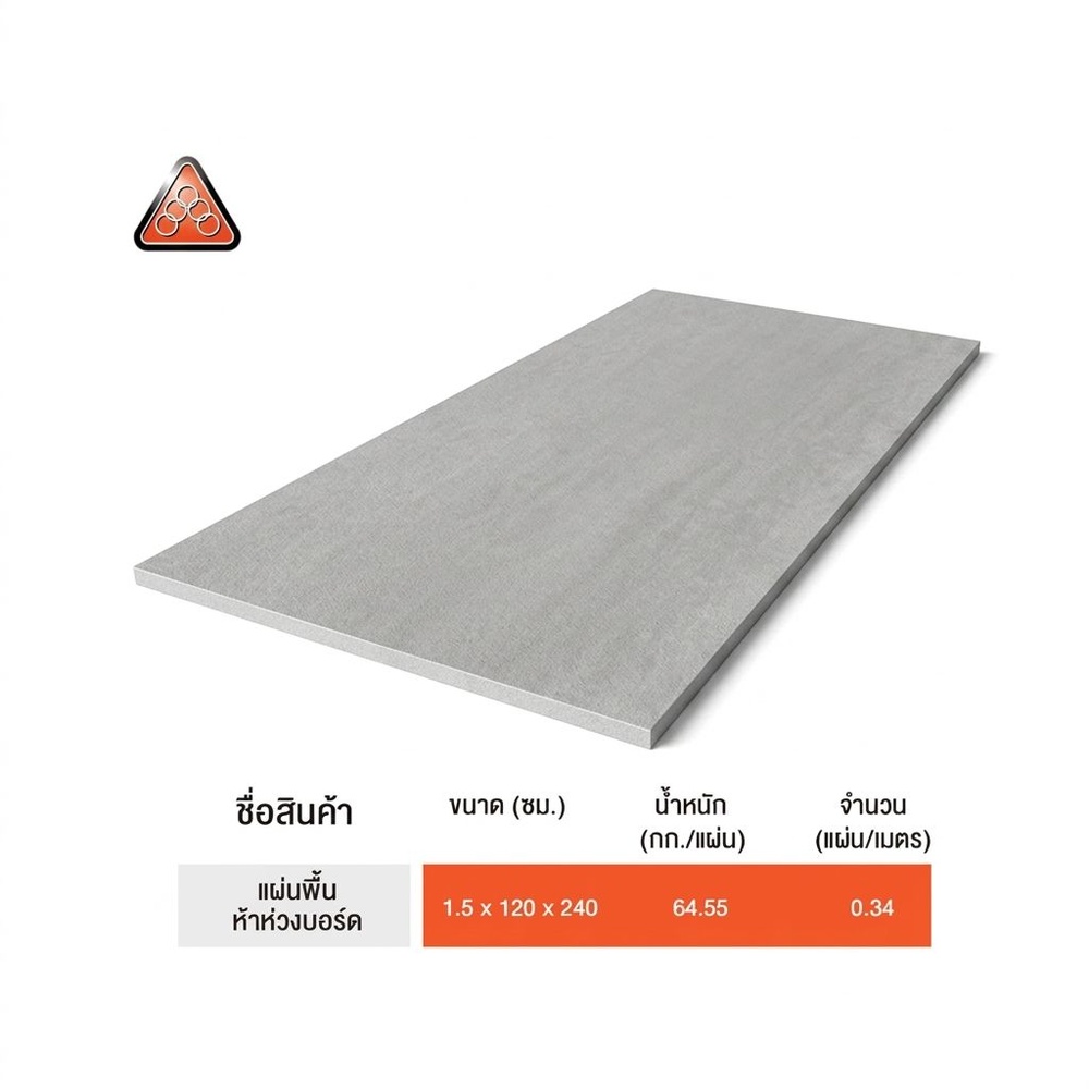 ห้าห่วง บอร์ดพื้น 1.5x120x240ซม. สีธรรมชาติ