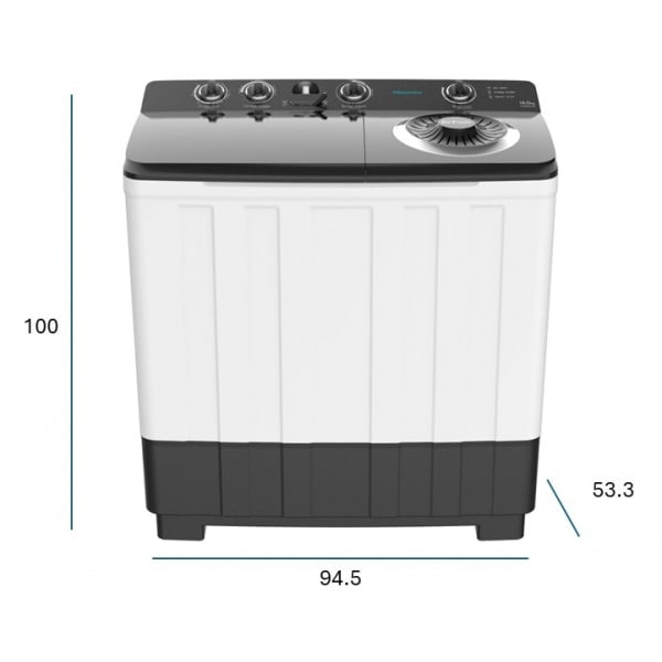 HISENSE เครื่องซักผ้า 2 ถัง ขนาด 14 กก รุ่น WSRB1413UB สีเทา