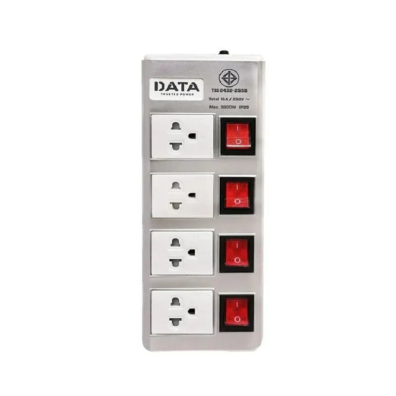 DATA ปลั๊กไฟ 4 ช่อง 4 สวิตซ์ 5 เมตร 16A 3600W