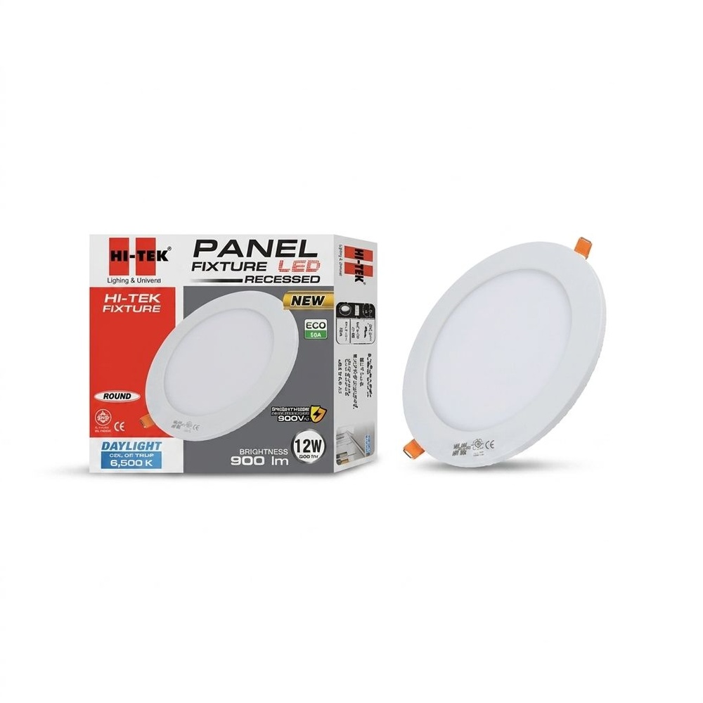 HI-TEK โคมพาเนล LED อีโค่ ทรงกลม 6นิ้ว 12W แบบฝังฝ้า รุ่นHFLEPR012D แสงขาว