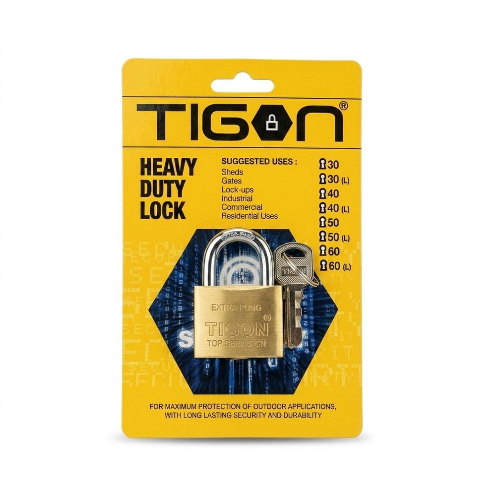 กุญแจ tigon ชุบทอง 30 มิล คอสั้น