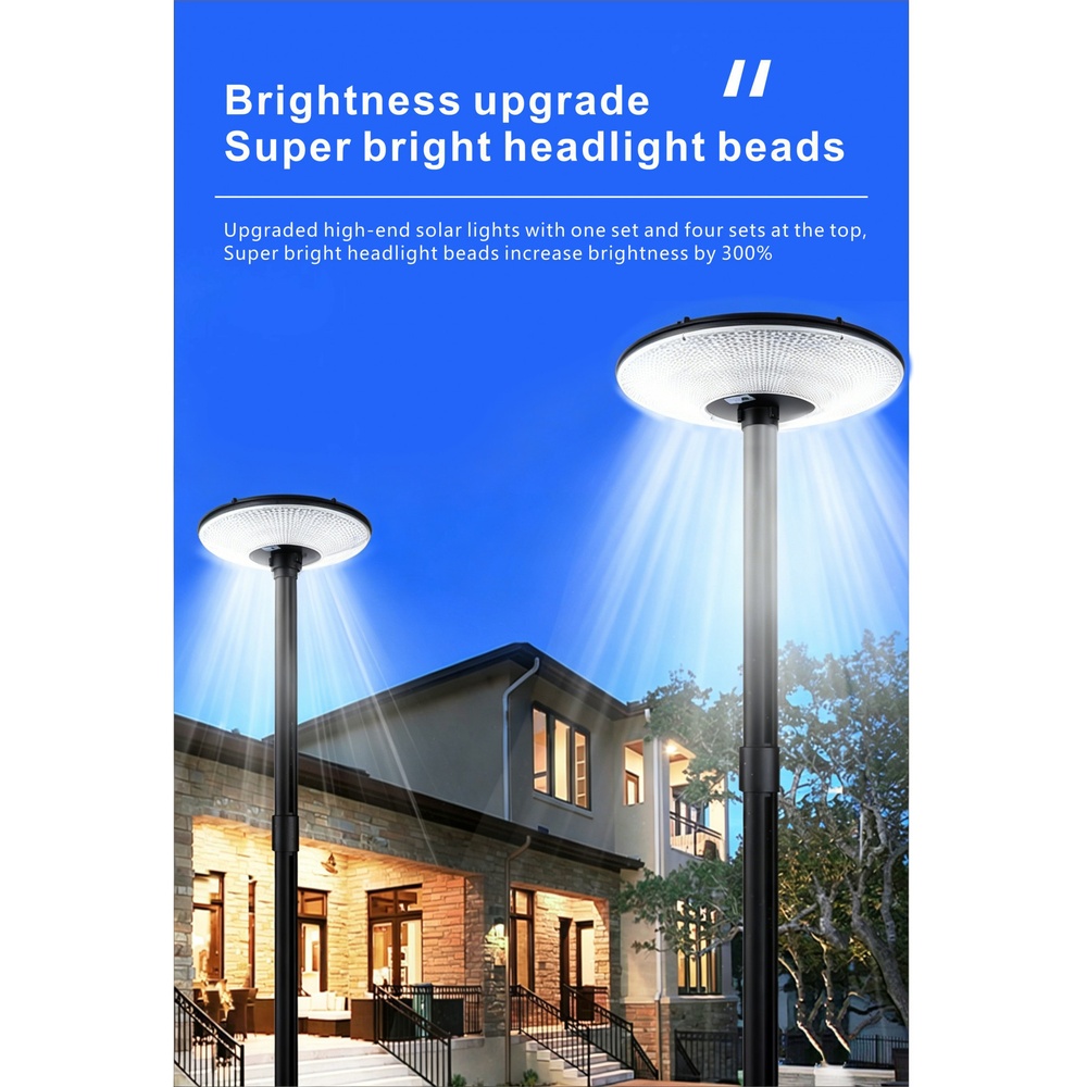 EILON โคมไฟสนาม UFO โซลาร์เซลล์ พร้อมรีโมท 2000W รุ่น ETYD-CGQF-2000DL แสงเดย์ไลท์ (เฉพาะตัวโคม)