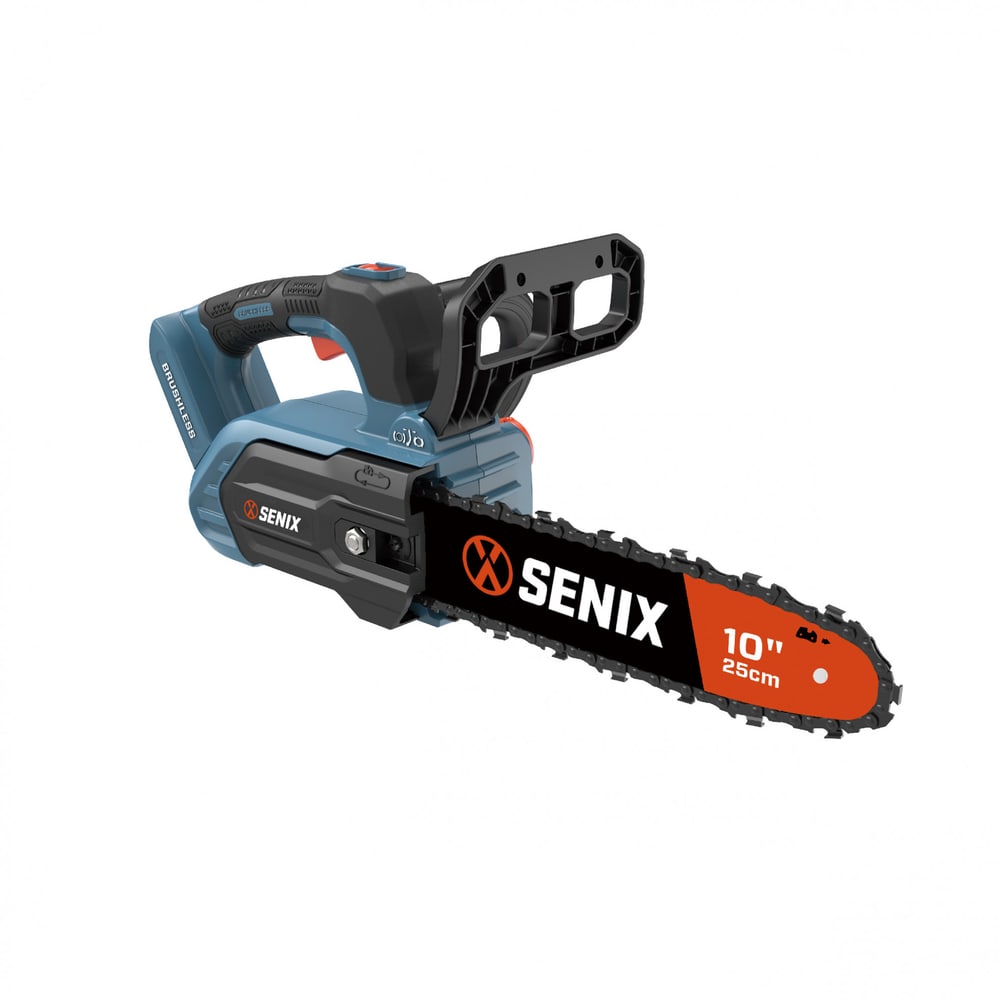 SENIX เลื่อยโซ่ไร้สาย Brushless ขนาด 10 นิ้ว 20V(Max) (พร้อมแบตเตอรี่ 4.0Ah 1 ก้อน) รุ่น CSX2-M1-EU สีน้ำเงิน - ดำ