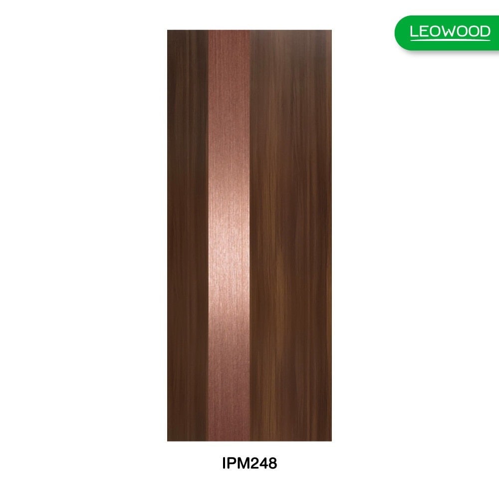 LEOWOOD ประตู iDoor Premium Metal Line เส้นใหญ่/สีทองแดง 1 เส้น สี 90x200ซม. สีวอลนัท
