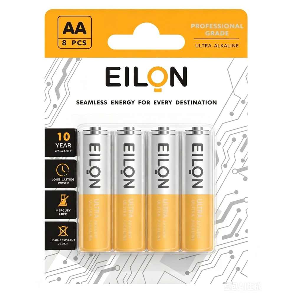 EILON ถ่านอัลคาไลน์ AA 2800mAh รุ่นTP-AA-8P (แพ็ค 8 ก้อน)