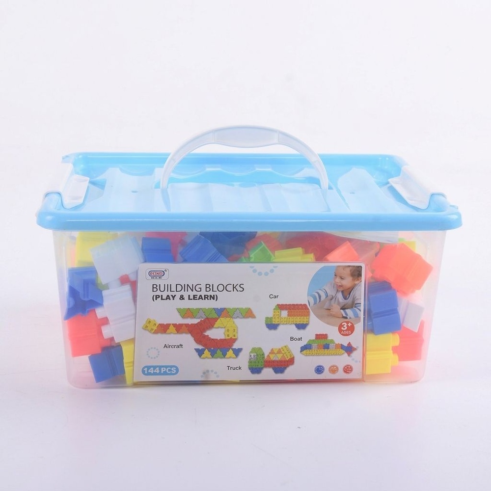 TOYS ชุดกล่องตัวต่อหรรษา 144ชิ้น สีฟ้า #6673-6 (28.5x19.5x12.5ซม.)