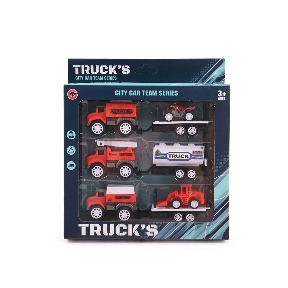TOYS ของเล่นชุดรถพ่วงดับเพลิง บรรจุ3คัน สีแดง#99843-60(22x4.5x20.5ซม.)