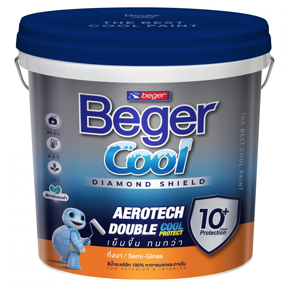 Beger สีน้ำอะครีลิค เบเยอร์คูล ไดมอนด์ชิลด์ 10 ปี ชนิดกึ่งเงา 9ลิตร เบส D