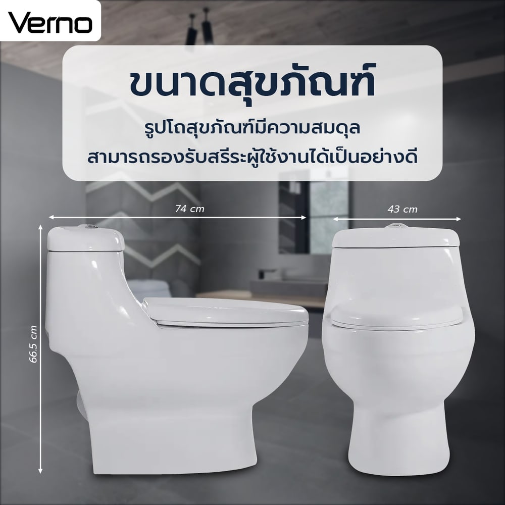 Verno สุขภัณฑ์ชิ้นเดียว แบบกดบน รุ่น เนเน่ VN-2201