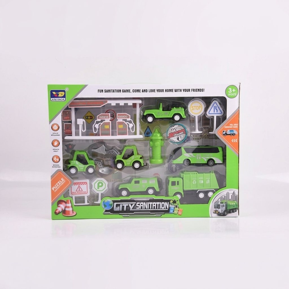 TOYS ชุดของเล่นพาหนะเซตสุขภิบาล บรรจุ6คัน สีเขียว#818-5A(45x6x32ซม.)