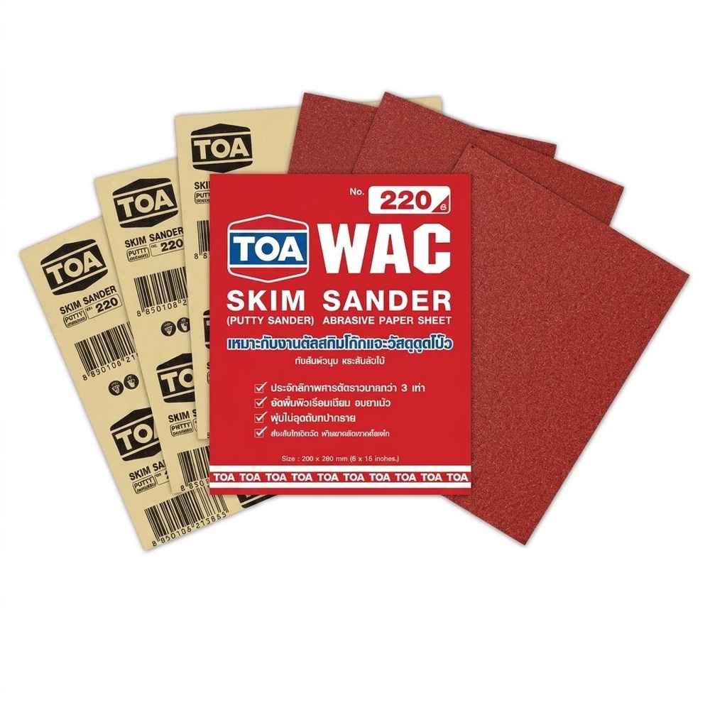 TOA กระดาษทรายขัดสกิมโค้ท WAC 9"x11" #100