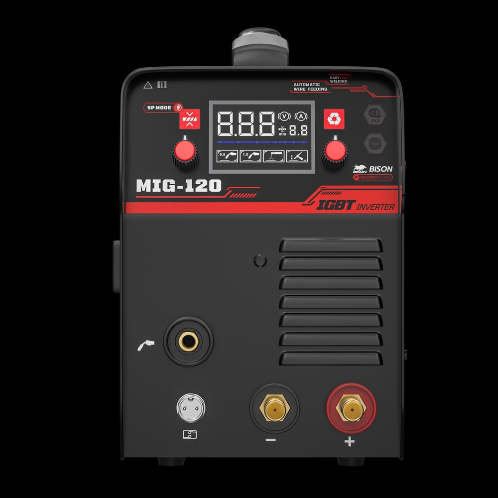 BISON เครื่องเชื่อม INVERTER MIG/MMA 120แอมป์ (LCD) รุ่น MIG/MMA-120A5K 5 กก. ไม่ใช้แก๊ส