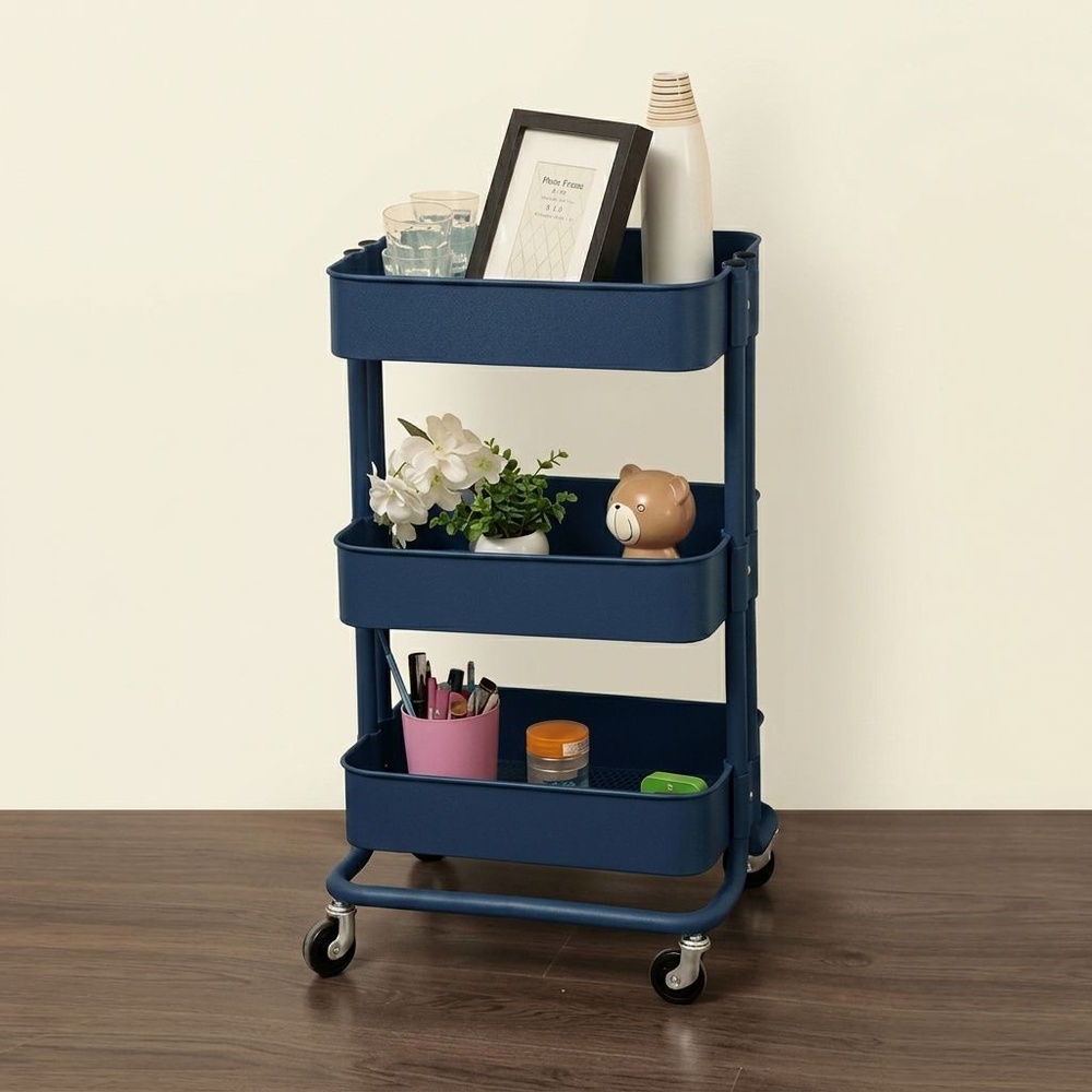 DELICATO รถเข็น 3 ชั้น BUTLER รุ่น BT01 35.3x42.6x75.9ซม. สีน้ำเงินเข้ม