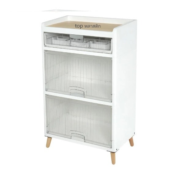 GOME ตู้บานเปิด 3 ชั้น ขาไม้ RMIER 7056-4 ขนาด 58x35x93.5 ซม. สีขาว